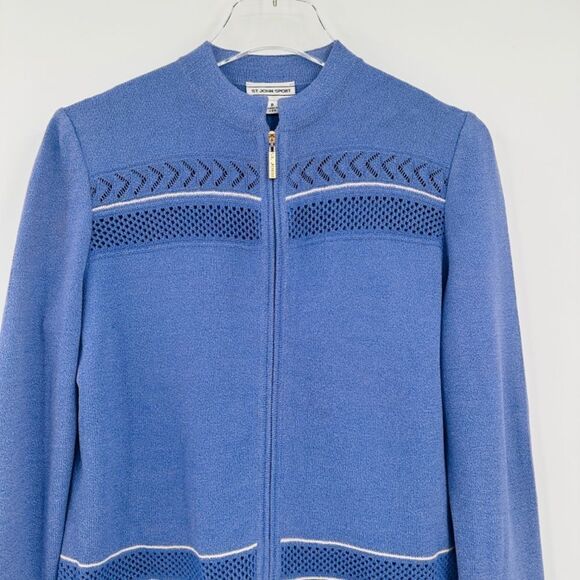 St. John Sport Size P 2 Purple Santana Knit Long Sleeve Zip Up Jacket Coat - Picture 2 of 8